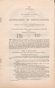 Document - ALTERATION OF REGULATIONS - MINES ACT, 1892