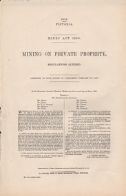 Document - MINING ON PRIVATE PROPERTY, 1891