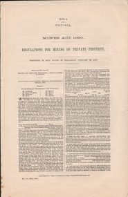 Document - REGULATIONS FOR MINING ON PRIVATE PROPERTY MINES ACT 1890, 1892