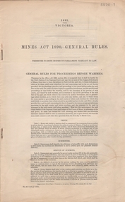 Document - MINES ACT 1890 - GENERAL RULES, 1891