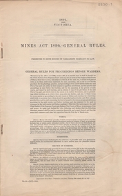 Document - MINES ACT 1890 - GENERAL RULES, 1891