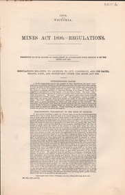 Document - MINES ACT 1890 - REGULATIONS, 1890