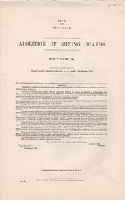 Document - ABOLITION OF MINING BOARDS PETITION 1878, 1878