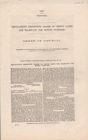 Document - LEASES OF CROWN LANDS FOR TRAMWAYS FOR MINING PURPOSES, 1877