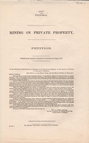 Document - MINING ON PRIVATE PROPERTY - PETITION, 1877