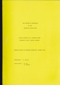 Book - THE EFFECTS OF RECREATION ON THE WHIPSTICK FOREST PARK, 1983