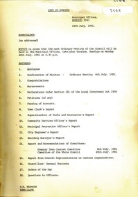 Document - COUNCIL MEETING 20TH. JULY, 1981, 1981