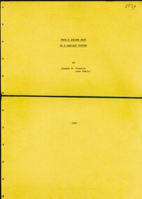 Book - FROM A GOLDEN PAST TO A HEALTH FUTURE, 1985