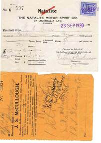 Document - BUSH COLLECTION: VARIOUS RECEIPTS - MERLE BUSH, 1920-1930