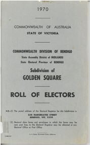 Book - ROLL OF ELECTORS  - GOLDEN SQUARE, 1970