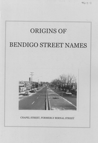 Book - ORIGINS OF BENDIGO STREET NAMES, c2006