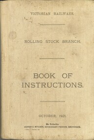 Book - VICTORIAN RAILWAYS BOOK OF INSTRUCTIONS, 1921