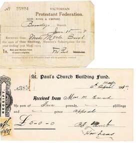 Document - BUSH COLLECTION: RECIPTS (CHARITABLE) - RECEIVED FROM MISS M BUSH, 1938-1940