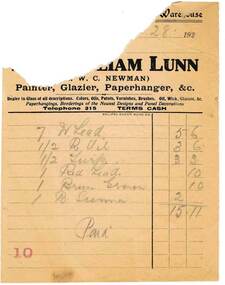 Document - BUSH COLLECTION: COLLECTION OF VARIOUS HOUSEHOLD RECEIPTS (BUSH FAMILY), 1928-1929
