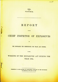 Book - REPORT OF THE CHIEF INSPECTOR OF EXPLOSIVES, c1895