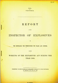 Book - REPORT OF THE INSPECTOR OF EXPLOSIVES, 1894