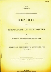 Book - REPORTS OF THE INSPECTORS OF EXPLOSIVES, 1892