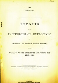 Book - REPORTS OF THE EXPLOSIVES, 1891