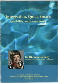Book - INTERGRATION, QUICK SMART: DISABILITY AND COMMUNITY, c2004
