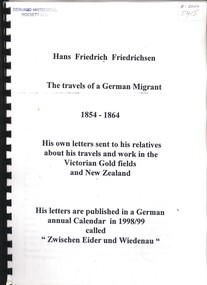 Book - THE TRAVELS OF A GERMAN MIGRANT 1854-1864