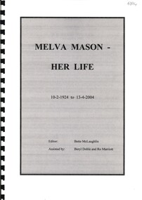 Book - MELVA MASON - HER LIFE, 1924 - 2004, 2005