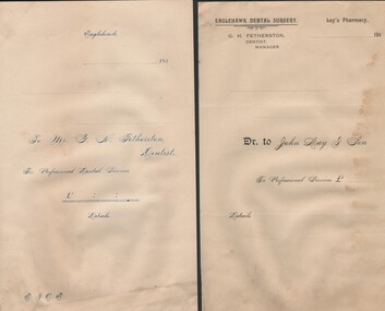 Document - KELLY AND ALLSOP COLLECTION: DENTISTS' ACCOUNTS (UNUSED FORMS), 1910 - 1915