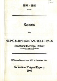 Book - REPORTS OF THE MINING SURVEYORS AND REGISTRARS 1859 - 1884, 1997