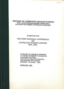 Book - HISTORY OF COMMUNITY HEALTH NURSING, RESEARCH PAPER, 1993