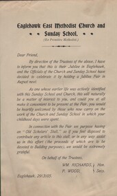 Document - LETTER TO MEMBERS OF EAGLEHAWK EAST METHODIST CHURCH, 1905
