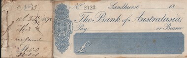 Document - USED CHEQUE BOOK, 1878-1881