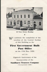Document - PAMPHLET - COMPLETION OF RENOVATION OF 18 VIEW ST, 1968