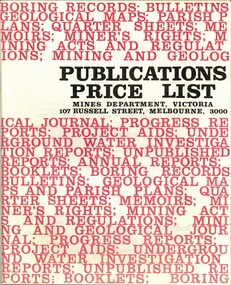 Book - MINES DEPARTMENT VICTORIA 'PUBLICATIONS PRICE LIST', 1970