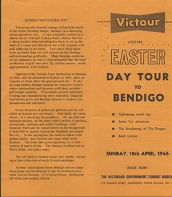 Document - FLYER ( EASTER DAY TOUR TO BENDIGO), 1966