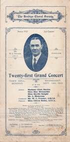 Document - CONCERT PROGRAMME - THE BENDIGO CHORAL SOCIETY, 1922