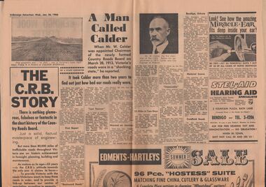 Document - PAGES FROM THE 'BENDIGO ADVERTISER' ( RE CRB AND W CALDER), 1966