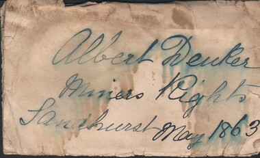 Document - ENVELOPE WITRH NAME AND ADDRESS - ALBERT DEUKER?, 1863