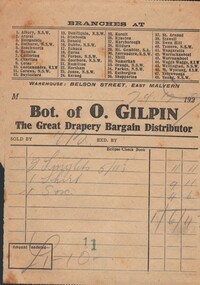 Document - BUSINESS RECEIPT - O. GILPIN, 1927