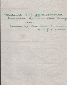 Document - HANDWRITTEN NOTE - (BENDIGO HISTORICAL SOCIETY?)