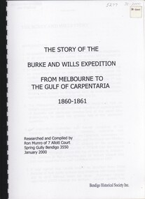 Book - THE STORY OF THE BURKE AND WILLS EXPEDITION, 2000