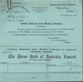 Document - MCCOLL, RANKIN AND STANISTREET COLLECTION:CENTRAL DEBORAH GOLD MINE, 30/9/46