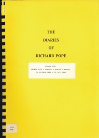 Book - THE DIARIES OF RICHARD POPE, 1892