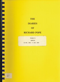 Book - THE DIARIES OF RICHARD POPE, 1884 - 1886