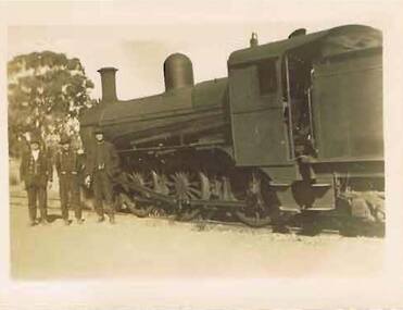 Photograph - PHOTOGRAPH COLLECTION: THREE MEN AND TRAIN ENGINE