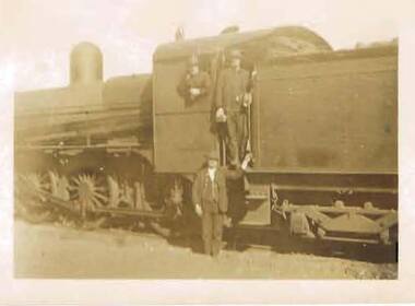 Photograph - PHOTOGRAPH COLLECTION: THREE MEN NEXT TO TRAIN