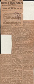 Document - BASIL MILLER COLLECTION: TRAMS - GEELONG TRAMWAYS