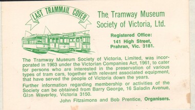 Document - BASIL MILLER COLLECTION: TRAMS - CARD