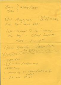 Document - BASIL MILLER COLLECTION: BASIL MILLER COLLECTION:  TRAMS - REFERENCES FOR BASIL MILLER