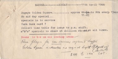 Document - BASIL MILLER COLLECTION: EASTER MONDAY, 11 APRIL 1966, c1966