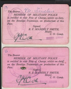 Document - BASIL MILLER COLLECTION: TRAMS - TRAMWAYS PASS
