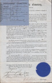 Document - GILBERT RULE COLLECTION: SANDHURST CEMETERY BACK CREEK AGREEMENT, 1875